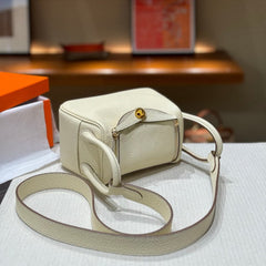 High-End Luxury Italian Taurillon Clémence Leather Women's Shoulder Bag – Gold & Silver Tone Handcrafted Handbag, Top Handle Purse, Designer Doctor-Style Satchel (19cm/26cm)