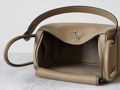 High-End Luxury Italian Taurillon Clémence Leather Women's Shoulder Bag – Gold & Silver Tone Handcrafted Handbag, Top Handle Purse, Designer Doctor-Style Satchel (19cm/26cm)