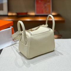 High-End Luxury Italian Taurillon Clémence Leather Women's Shoulder Bag – Gold & Silver Tone Handcrafted Handbag, Top Handle Purse, Designer Doctor-Style Satchel (19cm/26cm)