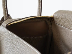 High-End Luxury Italian Taurillon Clémence Leather Women's Shoulder Bag – Gold & Silver Tone Handcrafted Handbag, Top Handle Purse, Designer Doctor-Style Satchel (19cm/26cm)