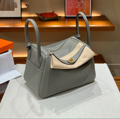 High-End Luxury Italian Taurillon Clémence Leather Women's Shoulder Bag – Gold & Silver Tone Handcrafted Handbag, Top Handle Purse, Designer Doctor-Style Satchel (19cm/26cm)