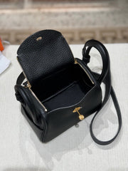 High-End Luxury Italian Taurillon Clémence Leather Women's Shoulder Bag – Gold & Silver Tone Handcrafted Handbag, Top Handle Purse, Designer Doctor-Style Satchel (19cm/26cm)