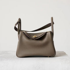 High-End Luxury Italian Taurillon Clémence Leather Women's Shoulder Bag – Gold & Silver Tone Handcrafted Handbag, Top Handle Purse, Designer Doctor-Style Satchel (19cm/26cm)