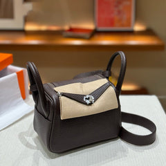 High-End Luxury Italian Taurillon Clémence Leather Women's Shoulder Bag – Gold & Silver Tone Handcrafted Handbag, Top Handle Purse, Designer Doctor-Style Satchel (19cm/26cm)