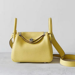 High-End Luxury Italian Taurillon Clémence Leather Women's Shoulder Bag – Gold & Silver Tone Handcrafted Handbag, Top Handle Purse, Designer Doctor-Style Satchel (19cm/26cm)