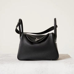 High-End Luxury Italian Taurillon Clémence Leather Women's Shoulder Bag – Gold & Silver Tone Handcrafted Handbag, Top Handle Purse, Designer Doctor-Style Satchel (19cm/26cm)