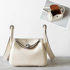High-End Luxury Italian Taurillon Clémence Leather Women's Shoulder Bag – Gold & Silver Tone Handcrafted Handbag, Top Handle Purse, Designer Doctor-Style Satchel (19cm/26cm)