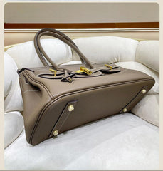 High-end Large Pebbled Leather Handbag Gold and Silver Tone Vintage Edition, Must-have Leather Designer Bag
