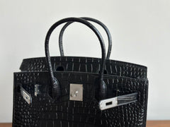 High-end Luxury Classic Togo Leather Bag with Silver-Tone Hardware and Crocodile Pattern — A Must-Have Designer Bag, Perfect Gift for Her