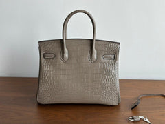 High-end Luxury Classic Togo Leather Bag with Silver-Tone Hardware and Crocodile Pattern — A Must-Have Designer Bag, Perfect Gift for Her