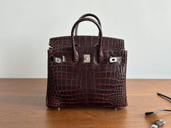 High-end Luxury Classic Togo Leather Bag with Silver-Tone Hardware and Crocodile Pattern — A Must-Have Designer Bag, Perfect Gift for Her