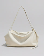 Women’s Soft Cowhide Leather Crossbody Bag, Large Bowling Bag, Slouchy Boho Tote for Everyday Use