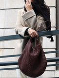 Handwoven Full Grain Leather Hobo Bag | Slouchy Large Shoulder Tote