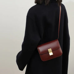 Italian Calfskin Leather Bag Designer Bag Italian Leather Box Bag, Classic Crossbody Bag, Shoulder Bag, Minimalist Genuine Leather Purse