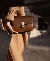 Italian Calfskin Leather Bag Designer Bag Italian Leather Box Bag, Classic Crossbody Bag, Shoulder Bag, Minimalist Genuine Leather Purse - Alexel Crafts