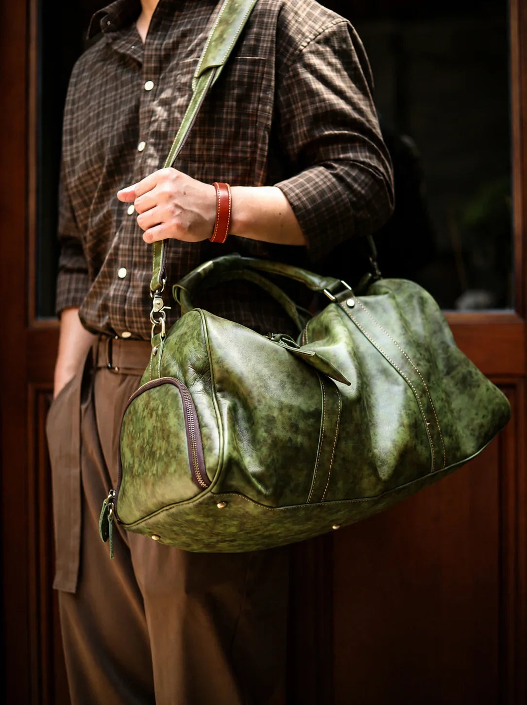 Italian Calfskin Leather Travel Duffel Bag | Handmade Premium Collector's Limited Edition Weekender