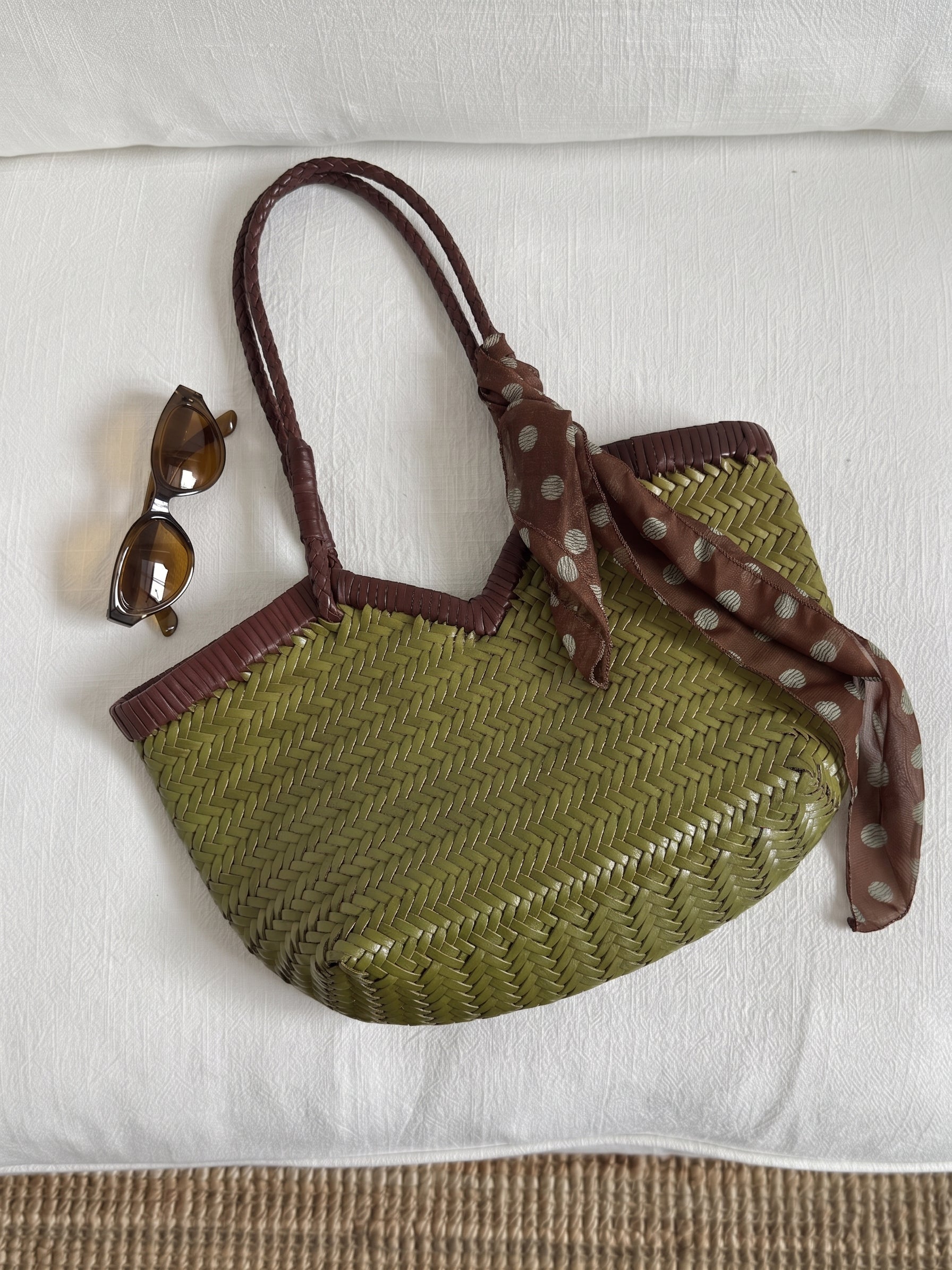 Italian Full Grain Cowhide Handwoven Basket Bag | Artisan Leather Shoulder Hobo Tote