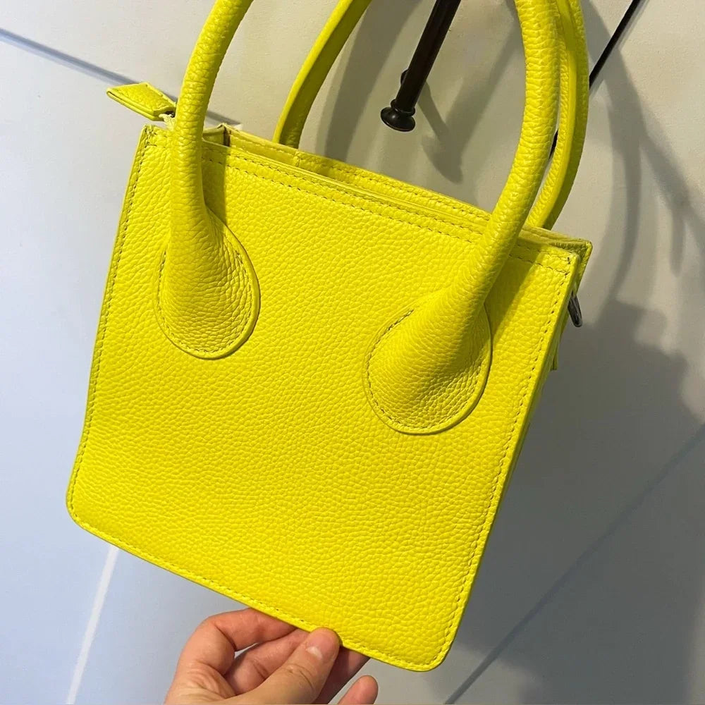 Italian Grain Leather Micro Pixie Bag – Compact Square Mini Handbag | Velvet Lining, Hidden Zip, Detachable Crossbody Strap