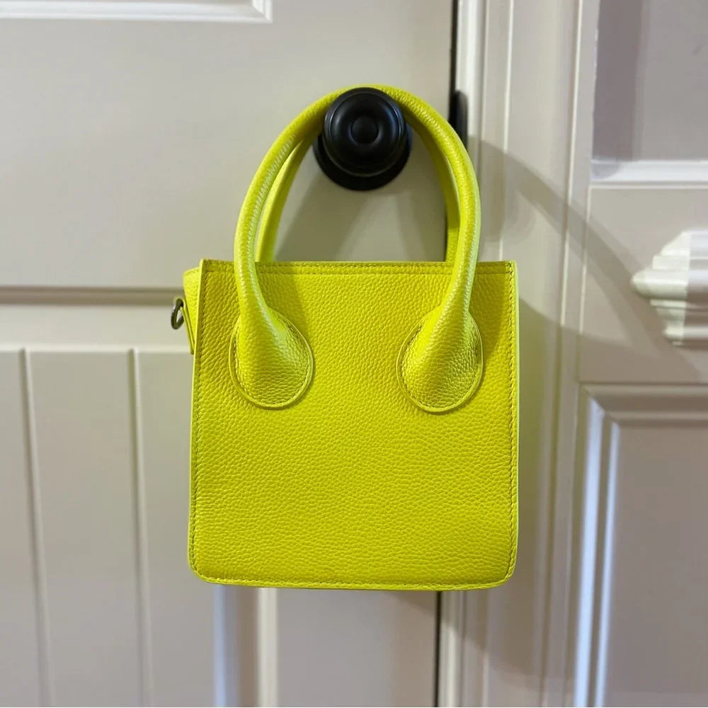Italian Grain Leather Micro Pixie Bag – Compact Square Mini Handbag | Velvet Lining, Hidden Zip, Detachable Crossbody Strap
