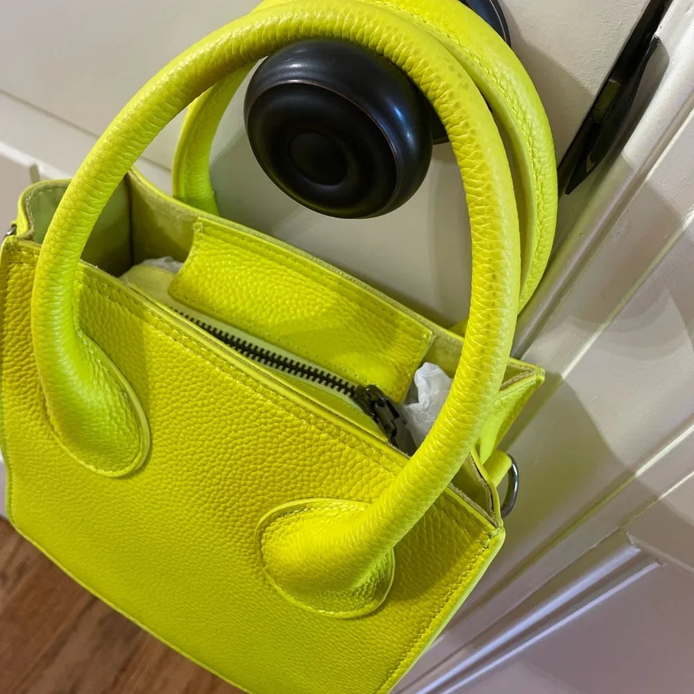 Italian Grain Leather Micro Pixie Bag – Compact Square Mini Handbag | Velvet Lining, Hidden Zip, Detachable Crossbody Strap