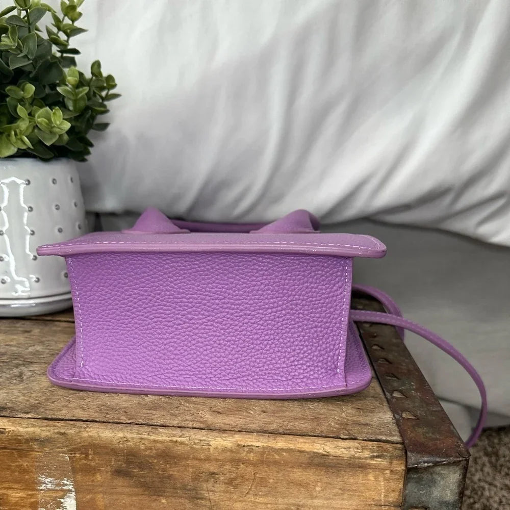 Italian Grain Leather Micro Pixie Bag – Compact Square Mini Handbag | Velvet Lining, Hidden Zip, Detachable Crossbody Strap