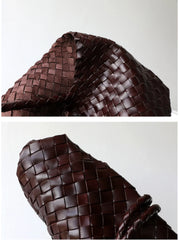 Italian Leather Woven Hobo Bag | Full Grain Summer basket-style weave Bag | Handcrafted Trapezoid Woven Shoulder Bag