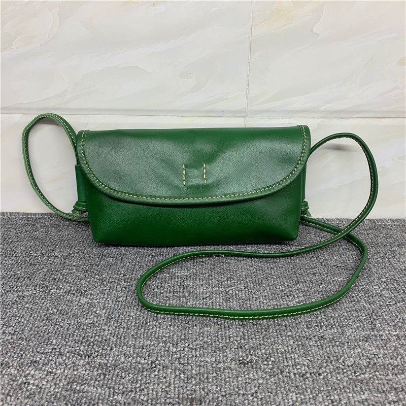 Italy Cowhide Leather Shoulder Bag | Small Vintage Shoulder Bag | Natural Leather Purse | Handmade Leather Bag | Gift for Her