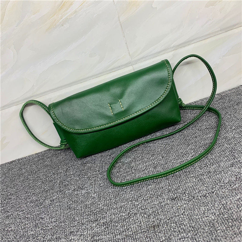 Italy Cowhide Leather Shoulder Bag | Small Vintage Shoulder Bag | Natural Leather Purse | Handmade Leather Bag | Gift for Her