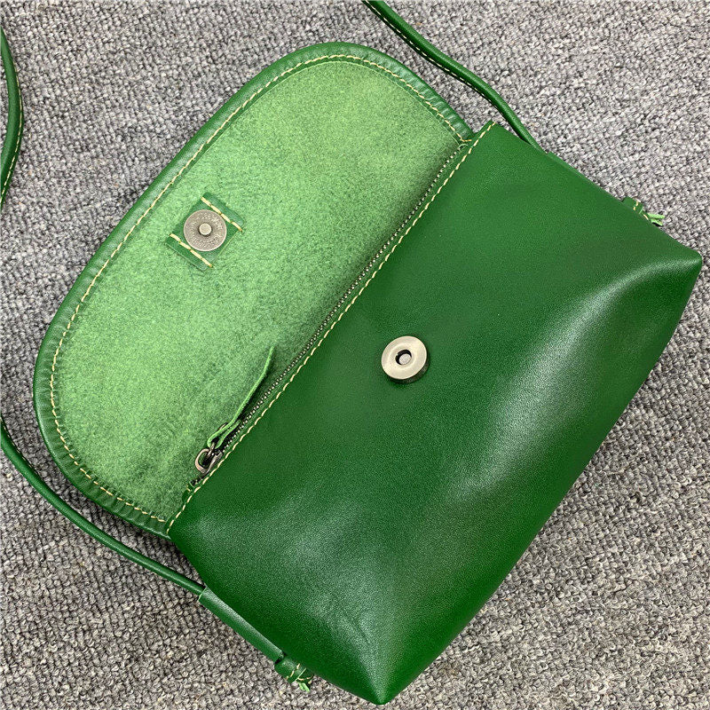 Italy Cowhide Leather Shoulder Bag | Small Vintage Shoulder Bag | Natural Leather Purse | Handmade Leather Bag | Gift for Her