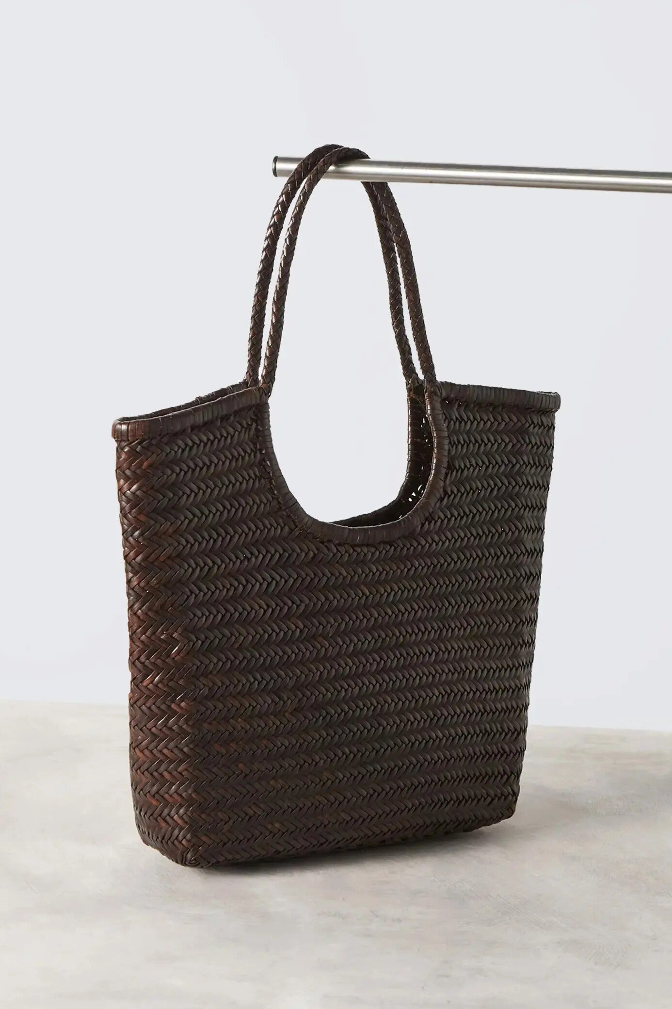 Italy Cowhide Leather Summer Woven Bag, Woven Triple Jump Bamboo Style HandBag, Beach Bag, Basket Bag, Hobo Leather Bag, Gift For Her
