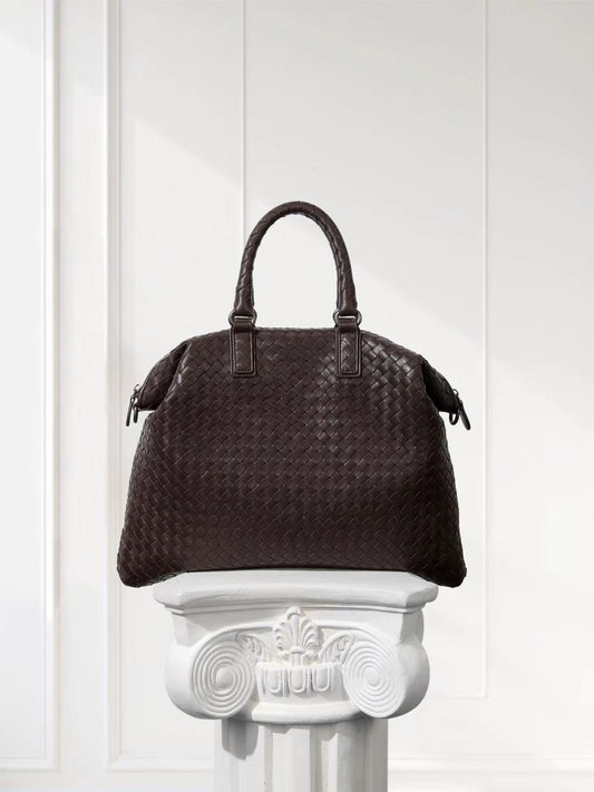 Italy Lambskin Leather Tote Black, Large Intrecciato Leather Bag, Quilted Elegant Tote in Trendy, Boutique Bag, Classic Gift to Her