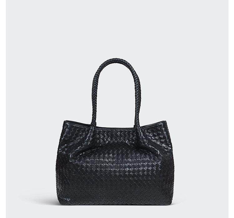 Italy Lambskin Leather Tote, Large Intrecciato Leather Bag, Classic Elegant Tote in Trendy, Designer Bag, Gift to Her
