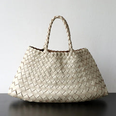 Italian Leather Woven Hobo Bag | Full Grain Summer basket-style weave Bag | Handcrafted Trapezoid Woven Shoulder Bag