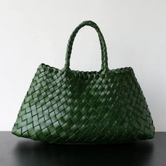 Italian Leather Woven Hobo Bag | Full Grain Summer basket-style weave Bag | Handcrafted Trapezoid Woven Shoulder Bag