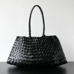 Italian Leather Woven Hobo Bag | Full Grain Summer basket-style weave Bag | Handcrafted Trapezoid Woven Shoulder Bag