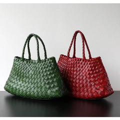 Italian Leather Woven Hobo Bag | Full Grain Summer basket-style weave Bag | Handcrafted Trapezoid Woven Shoulder Bag