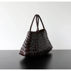 Italian Leather Woven Hobo Bag | Full Grain Summer basket-style weave Bag | Handcrafted Trapezoid Woven Shoulder Bag