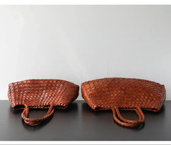 Italian Leather Woven Hobo Bag | Full Grain Summer basket-style weave Bag | Handcrafted Trapezoid Woven Shoulder Bag