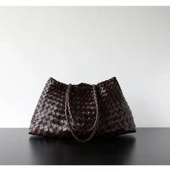 Italian Leather Woven Hobo Bag | Full Grain Summer basket-style weave Bag | Handcrafted Trapezoid Woven Shoulder Bag