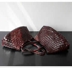Italian Leather Woven Hobo Bag | Full Grain Summer basket-style weave Bag | Handcrafted Trapezoid Woven Shoulder Bag