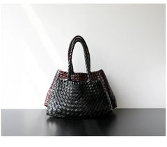 Italian Leather Woven Hobo Bag | Full Grain Summer basket-style weave Bag | Handcrafted Trapezoid Woven Shoulder Bag