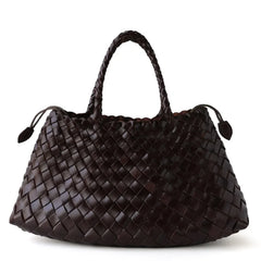 Italian Leather Woven Hobo Bag | Full Grain Summer basket-style weave Bag | Handcrafted Trapezoid Woven Shoulder Bag