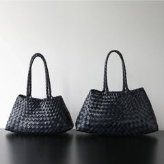Italian Leather Woven Hobo Bag | Full Grain Summer basket-style weave Bag | Handcrafted Trapezoid Woven Shoulder Bag