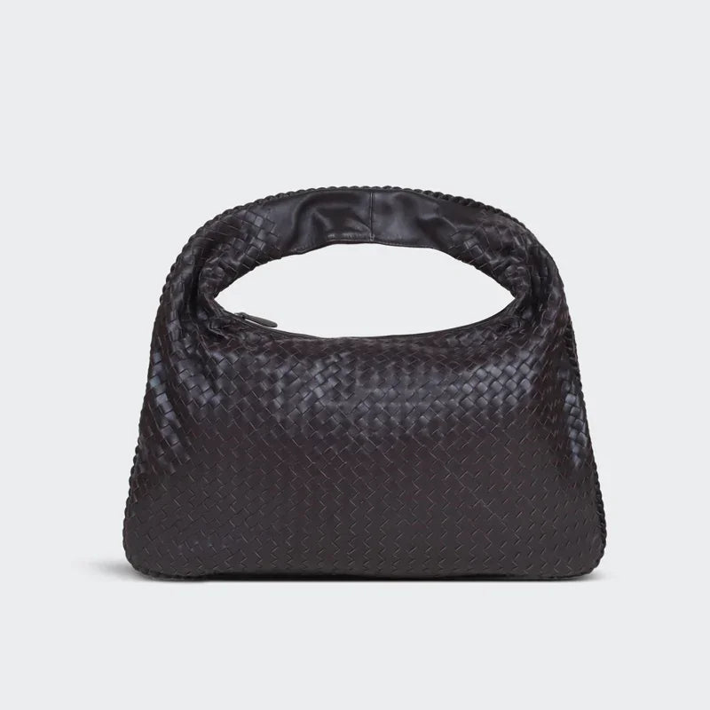 Lambskin Hobo Bag | Italian Leather Handbag | Large Handwoven Laptop Bag, Woven Dumpling Bag, Leather Tote Bag, Black, Blue Working Bag