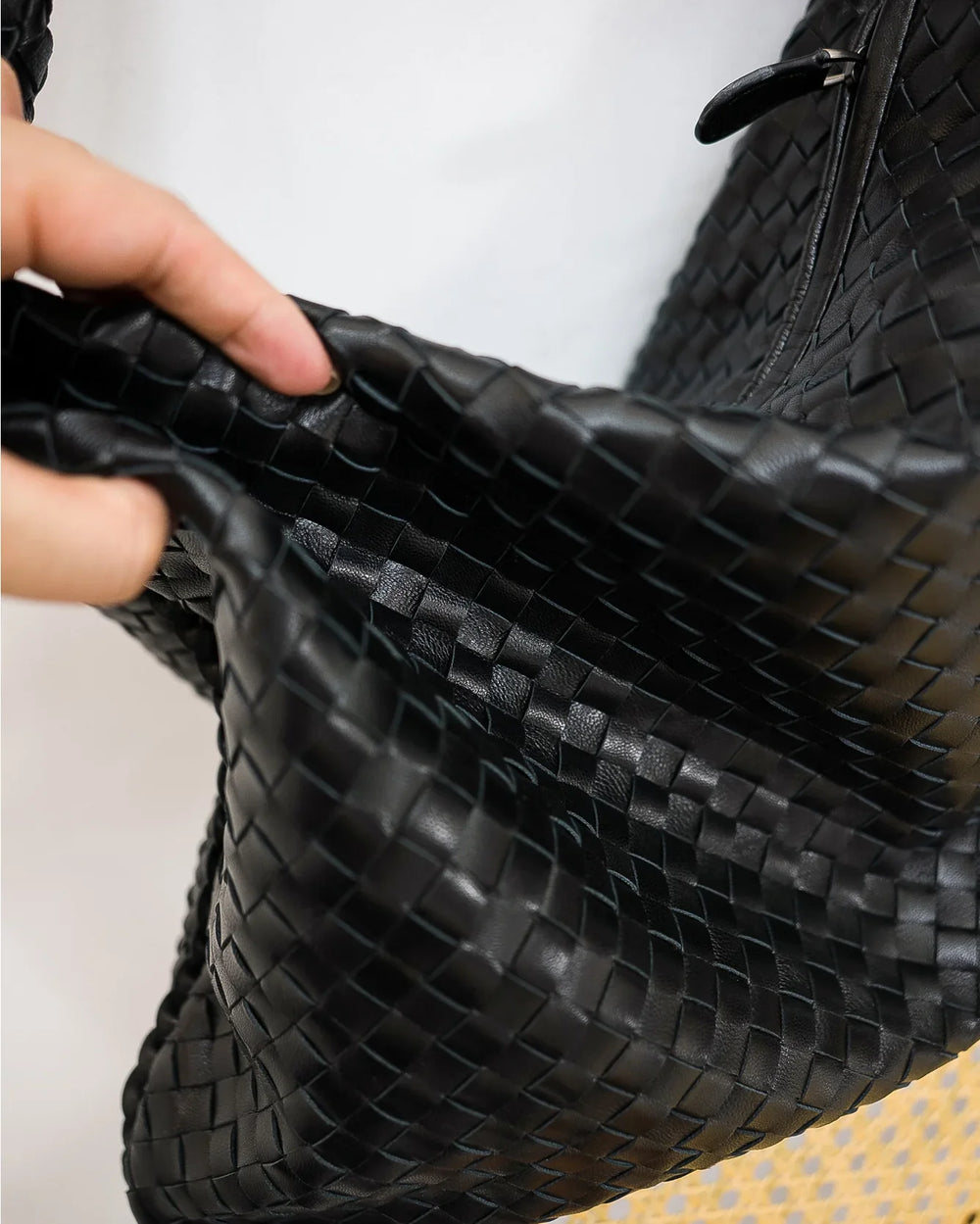 Lambskin Hobo Bag | Italian Leather Handbag | Large Handwoven Laptop Bag, Woven Dumpling Bag, Leather Tote Bag, Black, Blue Working Bag