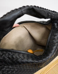 Lambskin Hobo Bag | Italian Leather Handbag | Large Handwoven Laptop Bag, Woven Dumpling Bag,  Leather Tote Bag, Black, Blue Working Bag