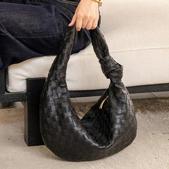 Lambskin Knotted Intrecciato Leather Handbag(3 Sizes), Handcrafted Premium Quality Genuine Leather Handbag, Daily Fashion Lady Tote Bag, Designer Bag