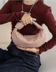Lambskin Knotted Intrecciato Leather Handbag(3 Sizes), Handcrafted Premium Quality Genuine Leather Handbag, Daily Fashion Lady Tote Bag, Designer Bag