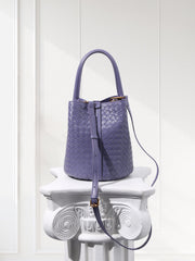 Lambskin Leather Bucket Bag Handwoven, Small Shoulder Bag,  Woven Purse Women Classic bag Crossbody Designer  Bag, Birthday Gift For Her
