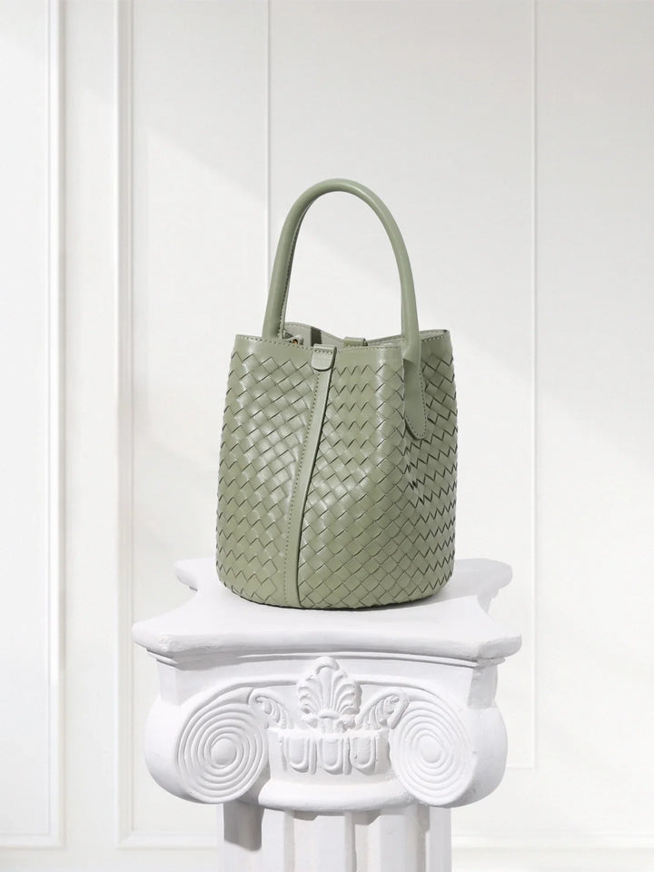Lambskin Leather Bucket Bag Handwoven, Small Shoulder Bag, Woven Purse Women Classic bag Crossbody Designer Bag, Birthday Gift For Her